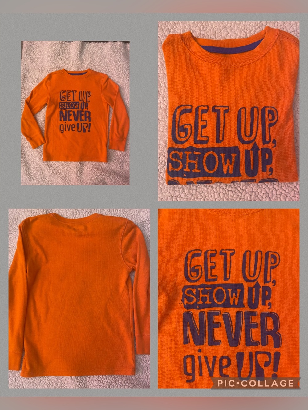Boys Cat & Jack long sleeve graphic T-shirt orange and blue size small